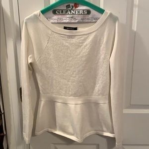 WHBM Winter White Peplum Sweater - Size XS